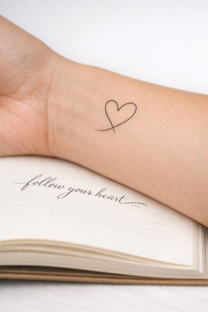 Simple heart outline small tattoo.