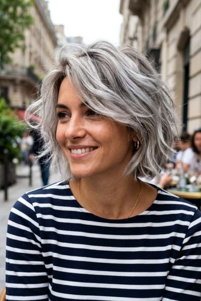 Chin-length bob with soft movement.