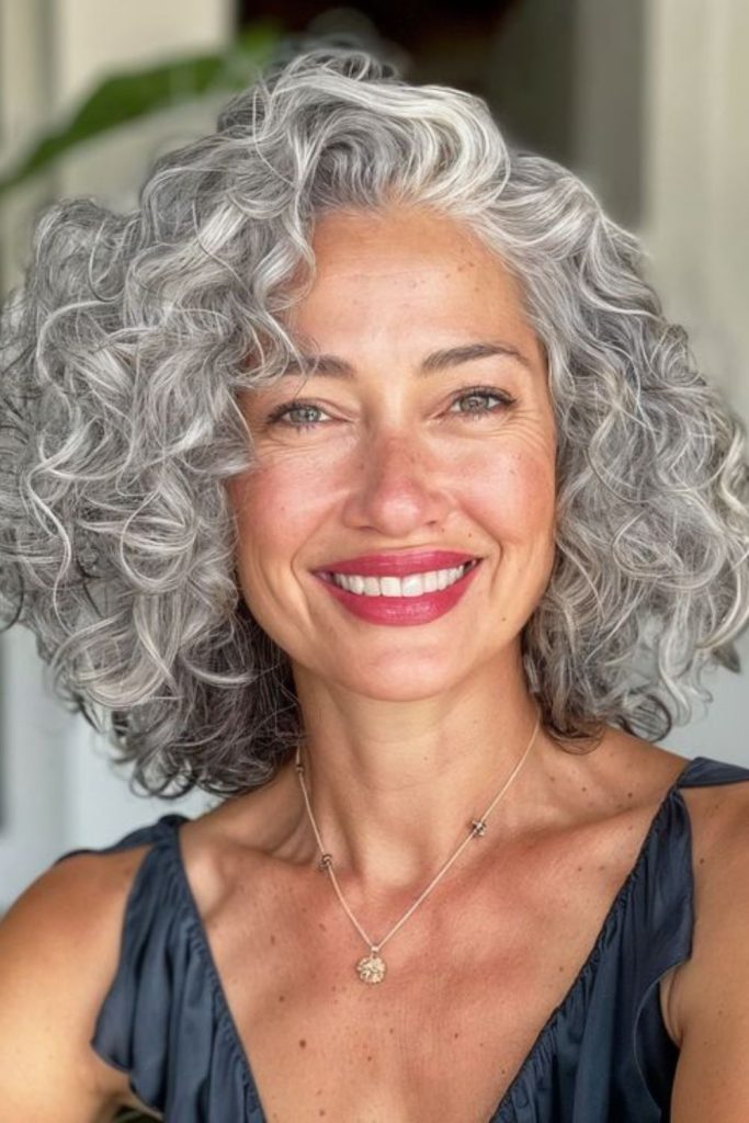Silver drift long curls flowing smooth elegant motion
