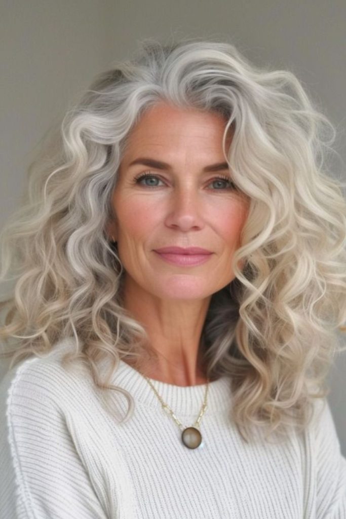 Soft gray curls with airy movement.
