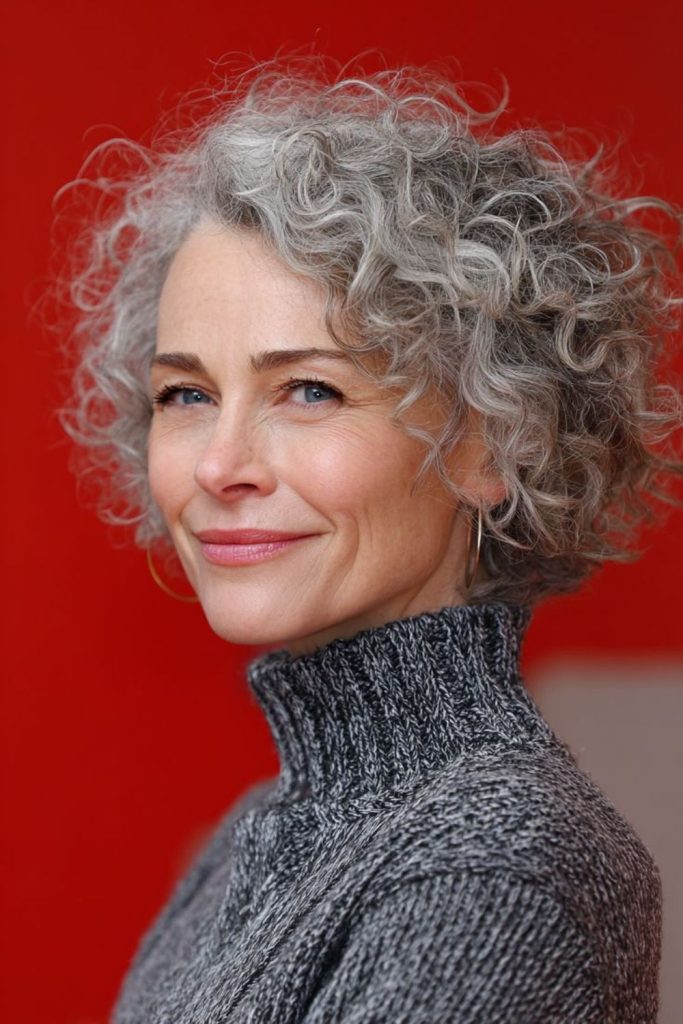 Silver nest curls tight clustered gray texture compact