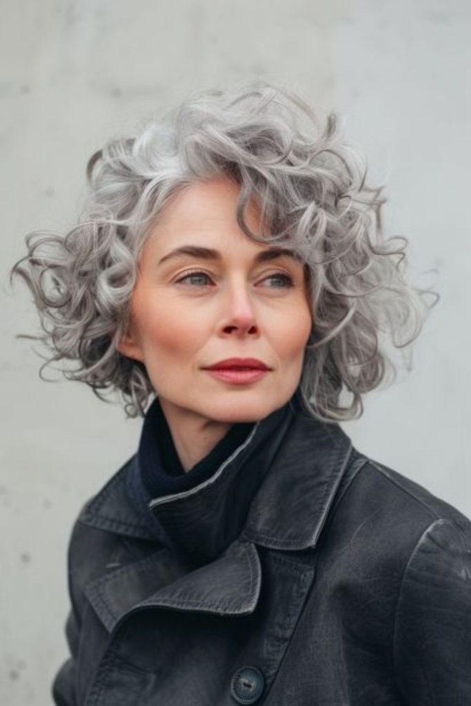 Silver tangle fade cropped curls with sharp contrast