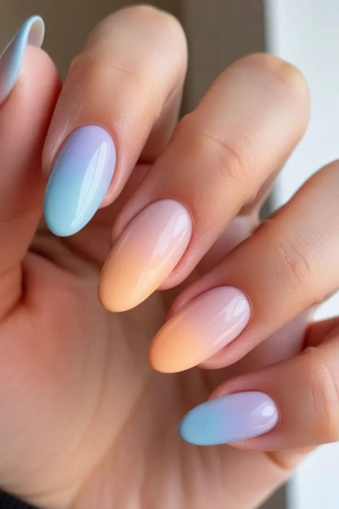 Sky candy pastel soft blue nails