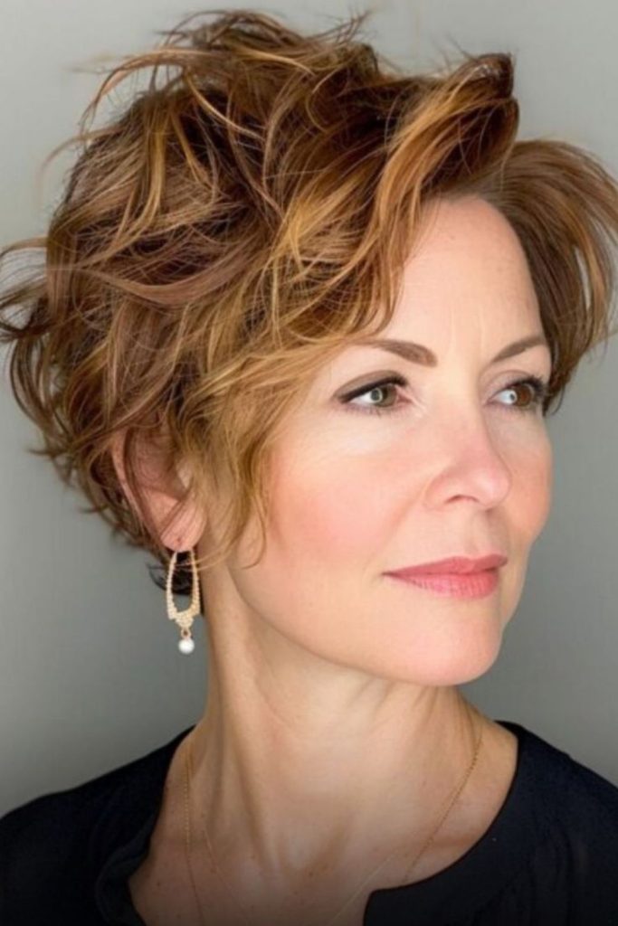 Soft cinnamon layered crop warm youthful texture