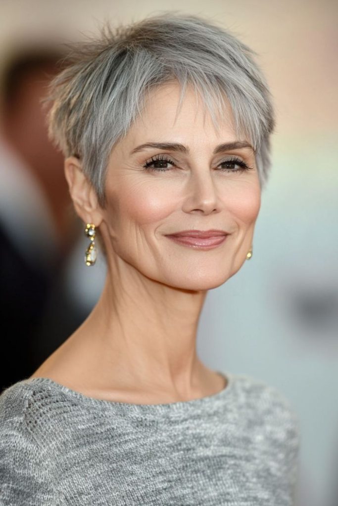 Pixie cut with granite muted tones
