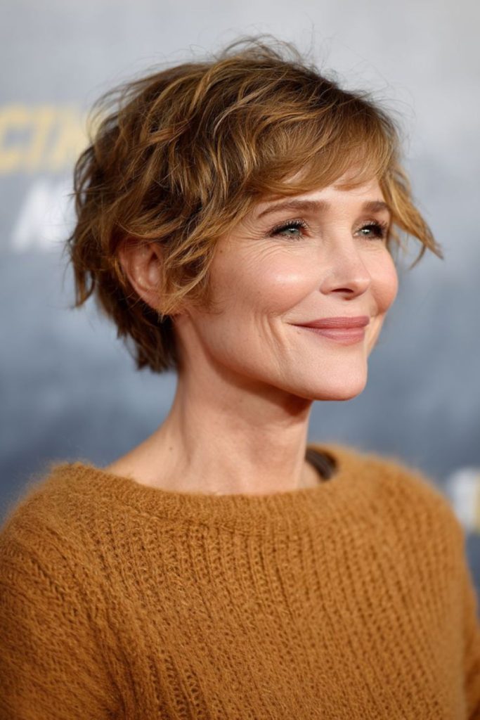 Soft halo chestnut pixie wave cut warm soft flow
