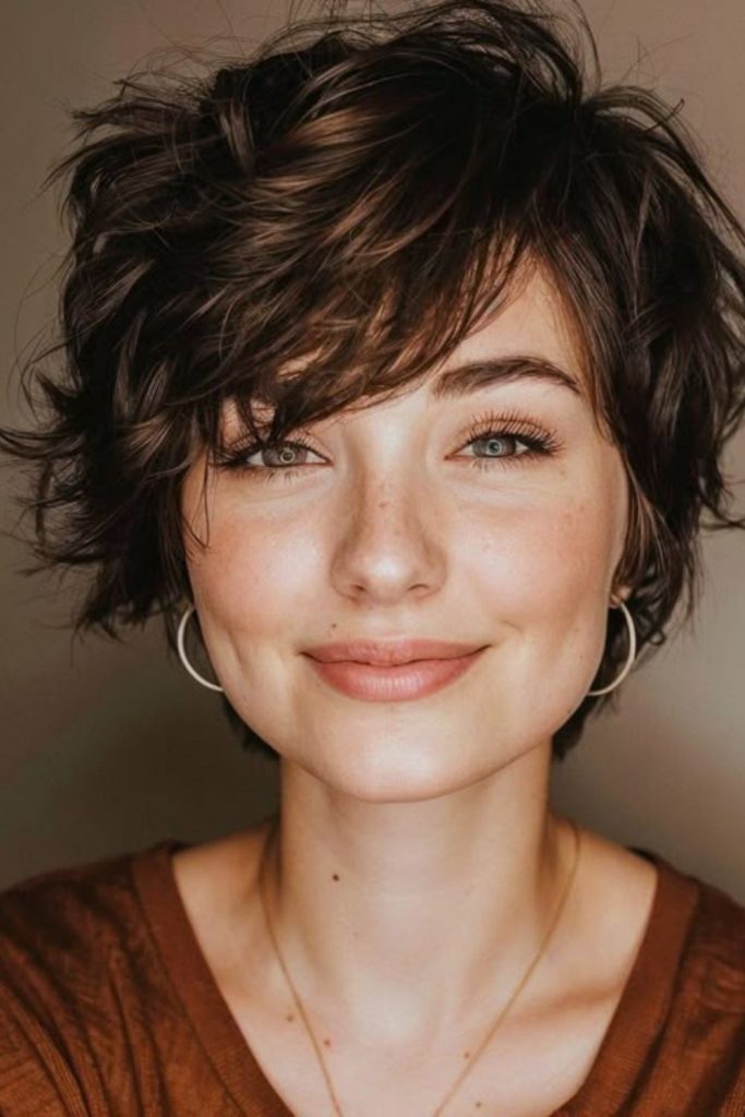 Soft wind mocha feather pixie airy natural style
