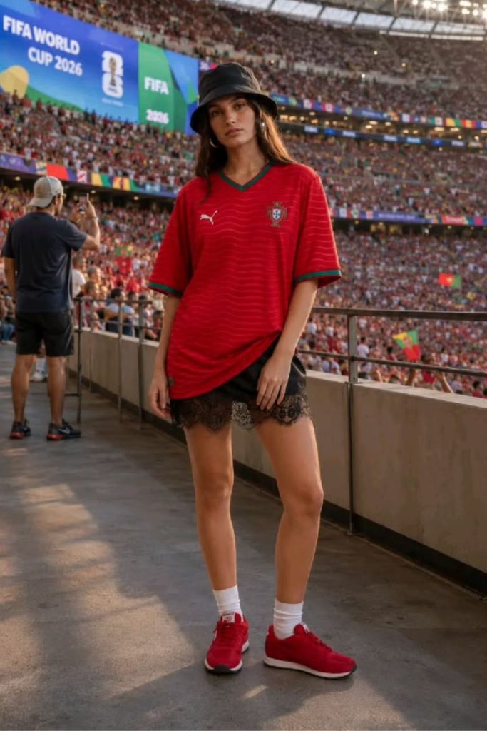 Graphic World Cup jersey leather shorts