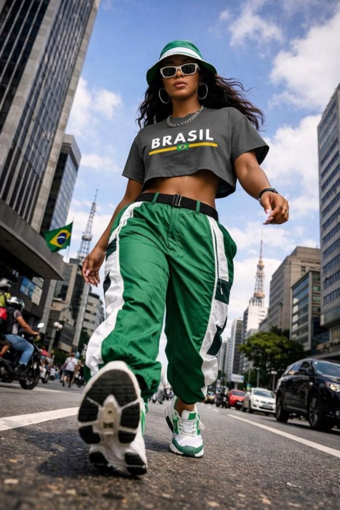 Cropped World Cup jersey cargo pants