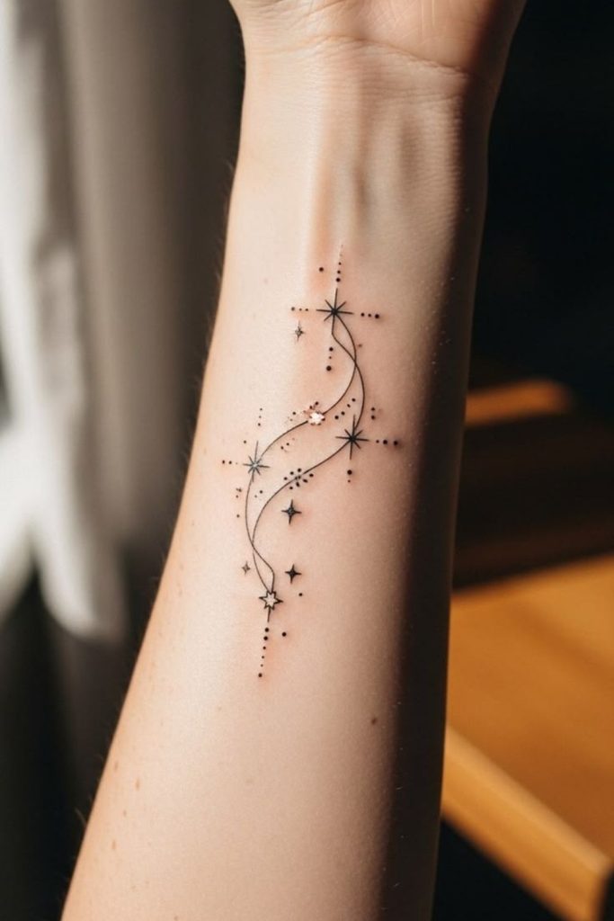 Star pathway constellation journey tattoo art