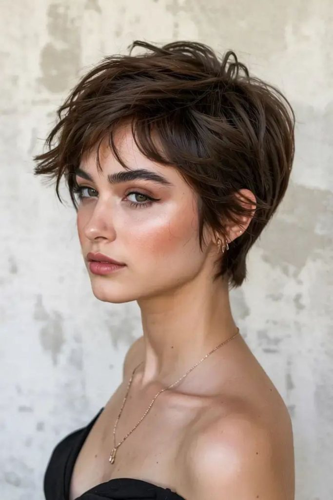 Textured pixie with lifted crown.