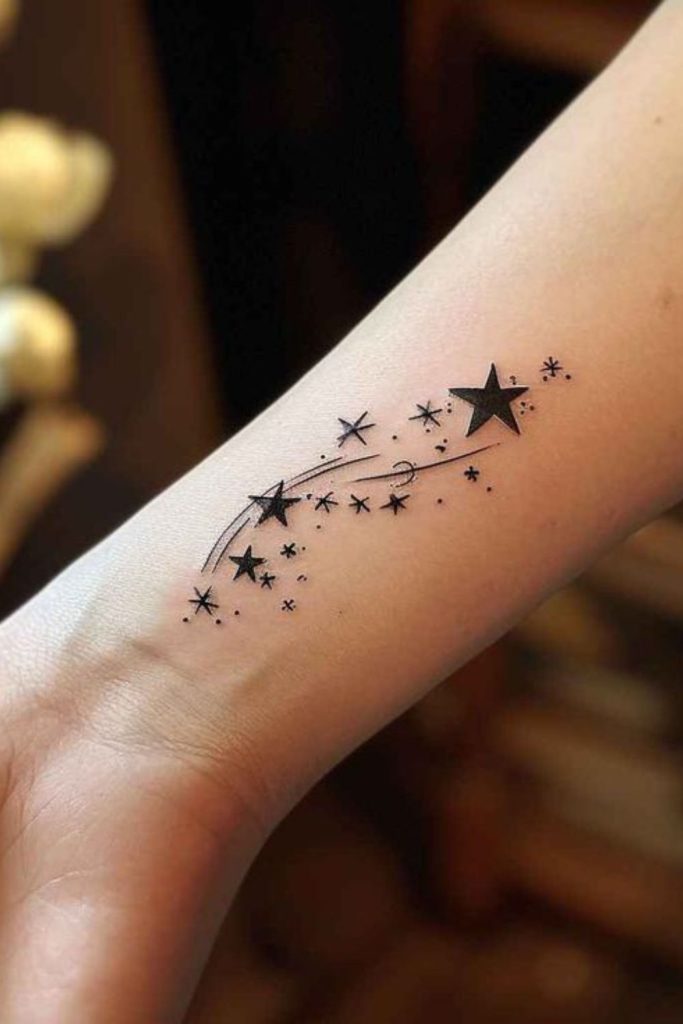 Tiny star cluster celestial tattoo design.