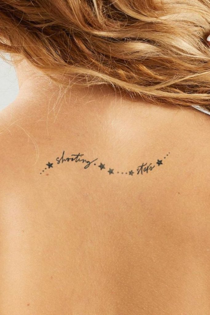 Celestial script destiny handwritten tattoo idea