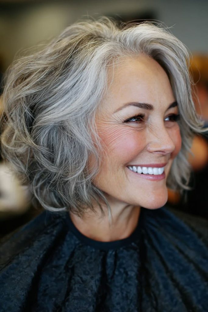 Steel wave bob soft gray waves jawline framing