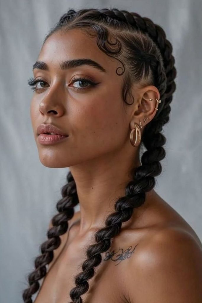 Powerful Fulani braids with stormbreaker bold structure look