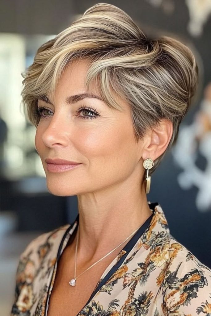 Ash toned pixie with lifted crown