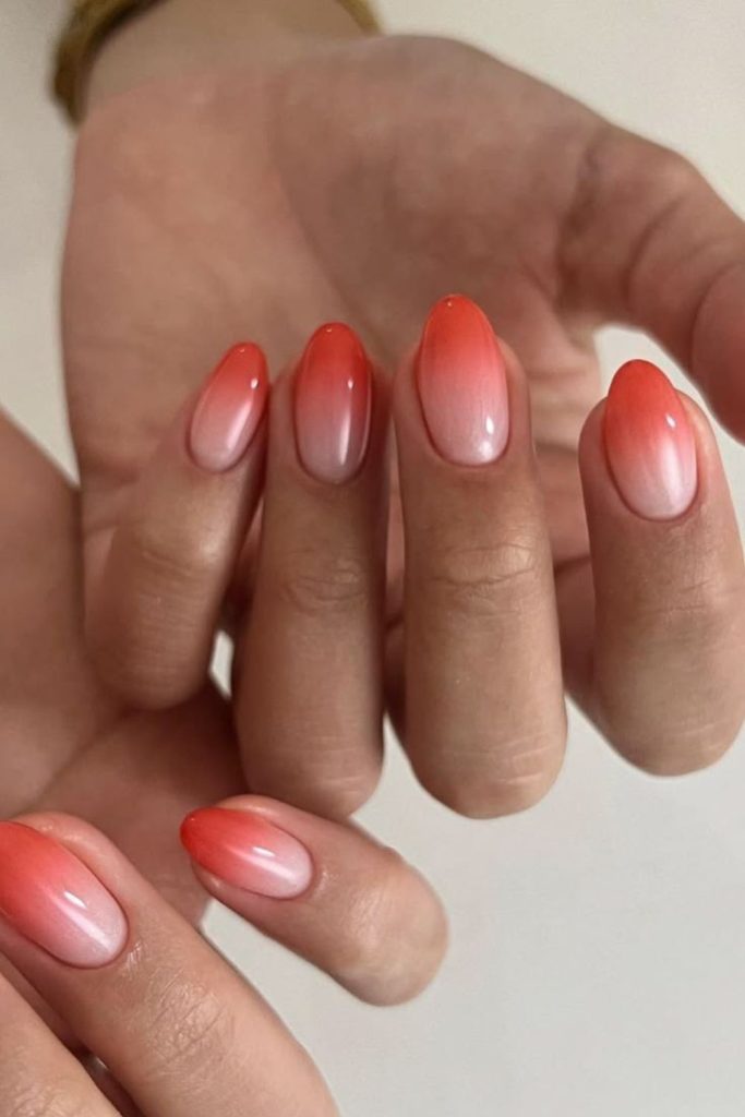 Sunset ember gradient warm glow nails