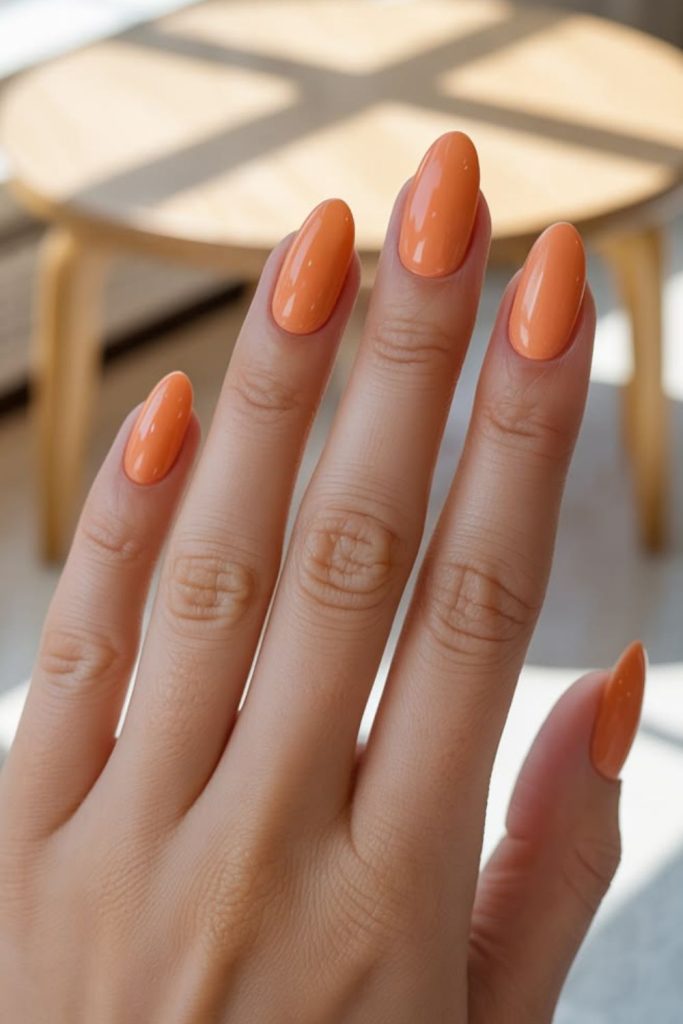Tangerine bright citrus bold nail style