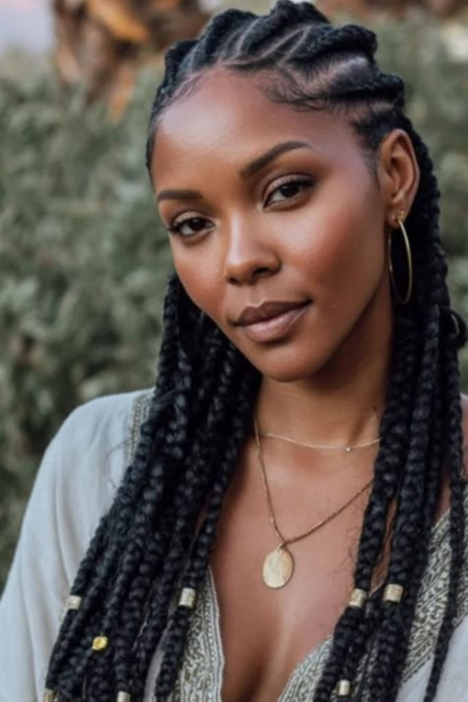 Dynamic Fulani braids with thunder pulse energy style
