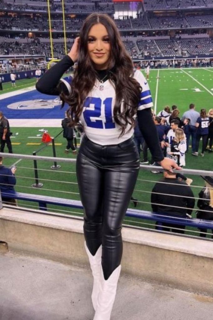 Vintage football jersey leather leggings outfit