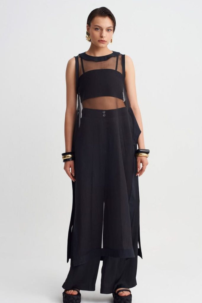 Mesh vest transparent futuristic layered fashion look