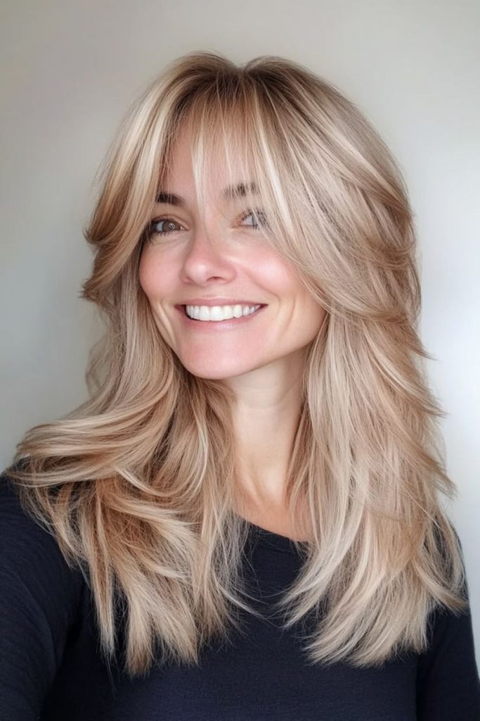 Vanilla mist light layered fringe style