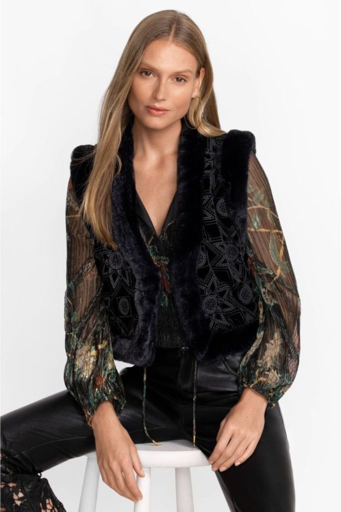 Velvet vest urban night luxury fashion look