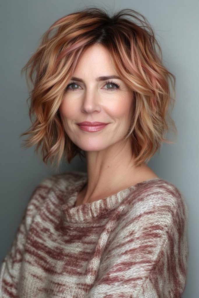 Velvet mist short layer bob smooth luxury feel