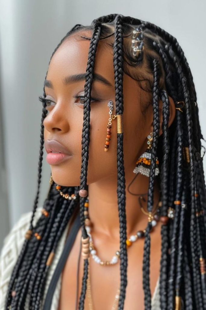 Strong Fulani braids with warrior queen bold presence