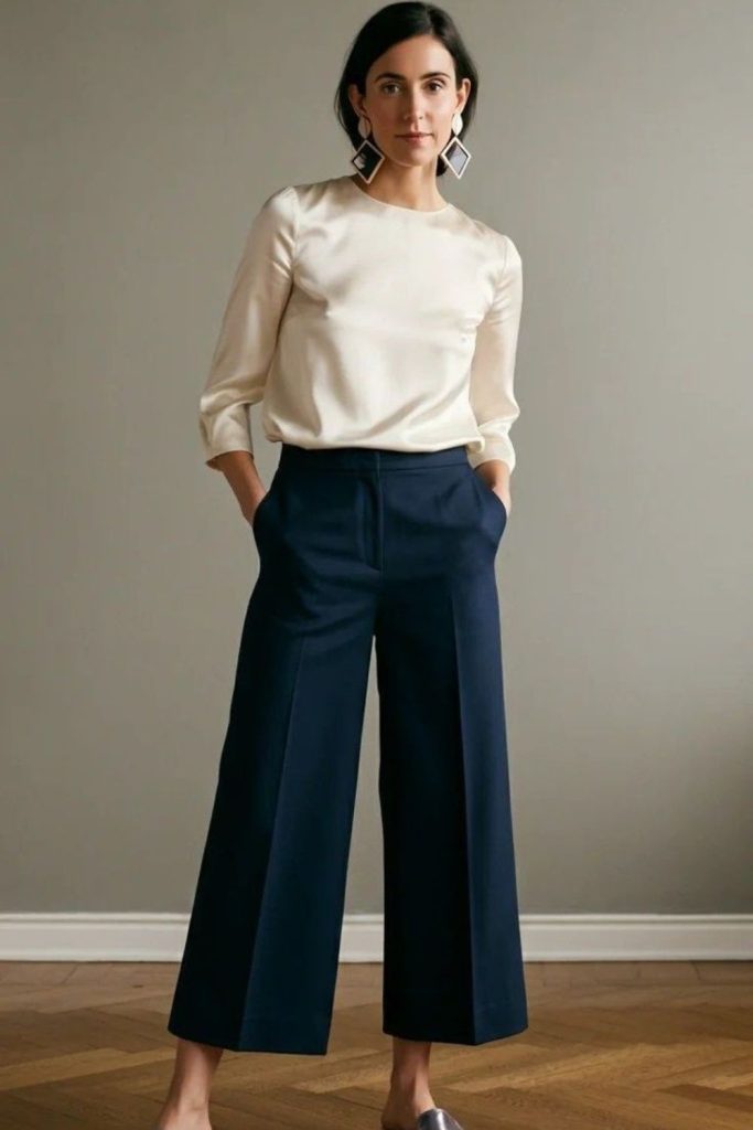 Wide leg trousers office chic style