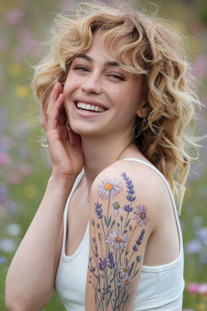 Wildflower field free spirit tattoo design