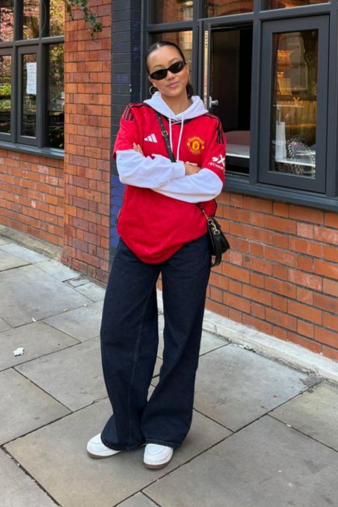 World Cup jersey hoodie layered outfit