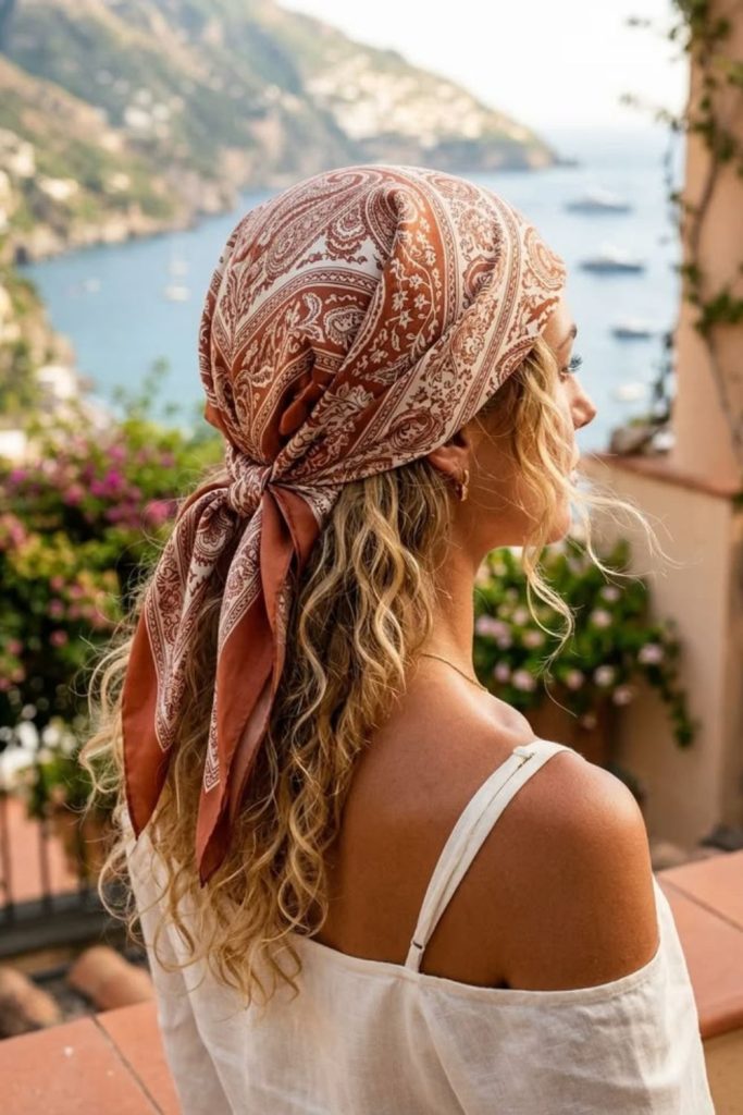 Beach waves with pirate bandana tie.