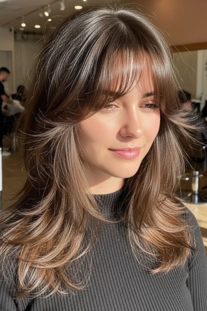 Airy French wolf cut hairstyle.