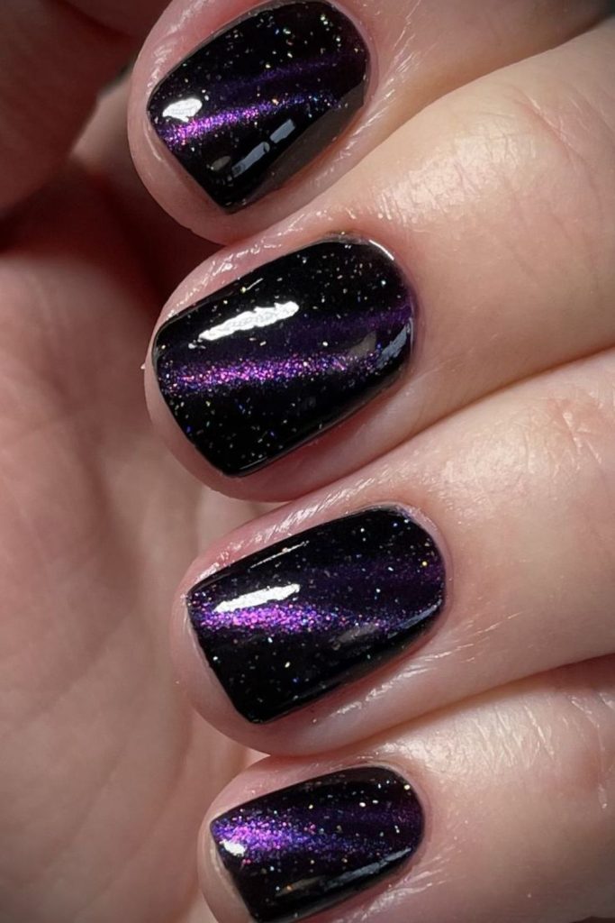 Midnight purple aura baddie nails