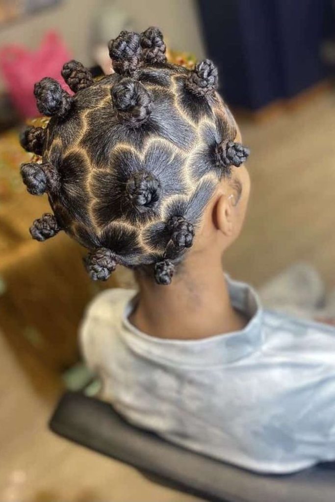 Classic Bantu knots protective hairstyle.