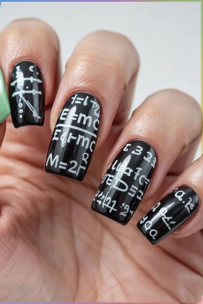 Blackboard quote inspired nail art.