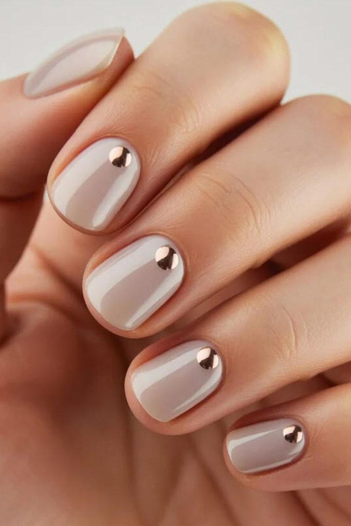 Blinged nude short luxury nails