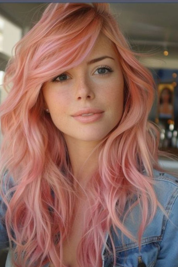 Blush Blossom Side Bangs with soft layers.