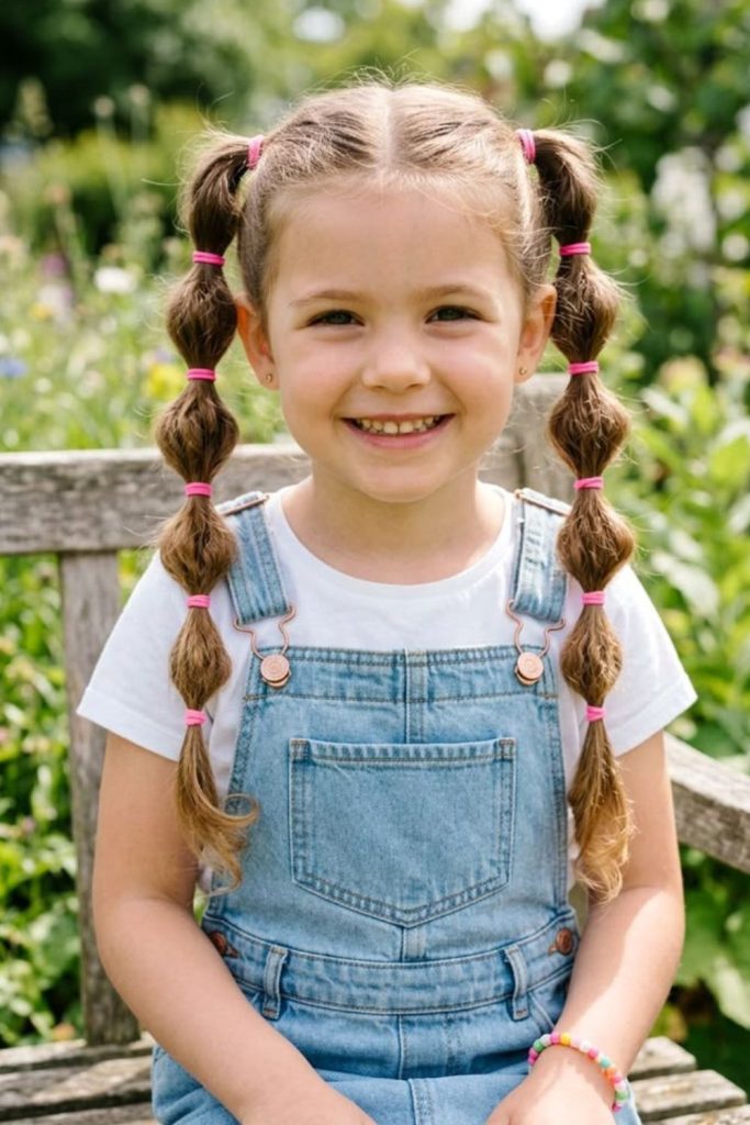 Bubble ponytail hairstyle for little kids.