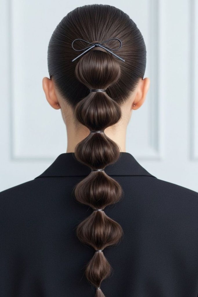 Trendy bubble pony with elastics.