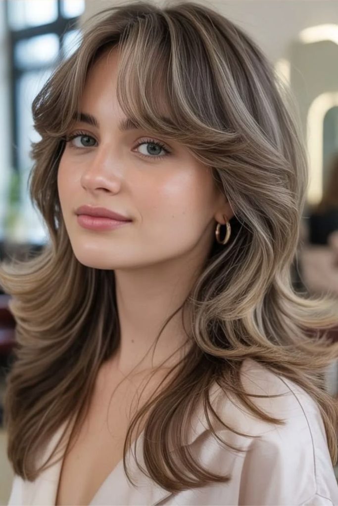 Celestial shimmer wolf cut hairstyle.