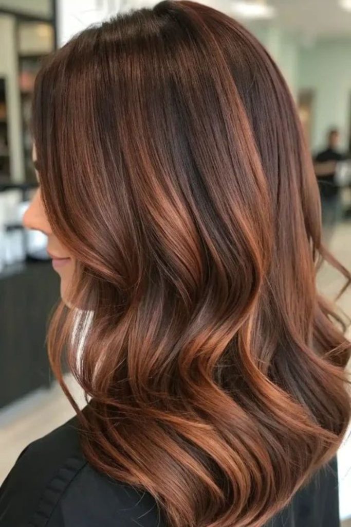 Chocolate amber radiant brunette hairstyle