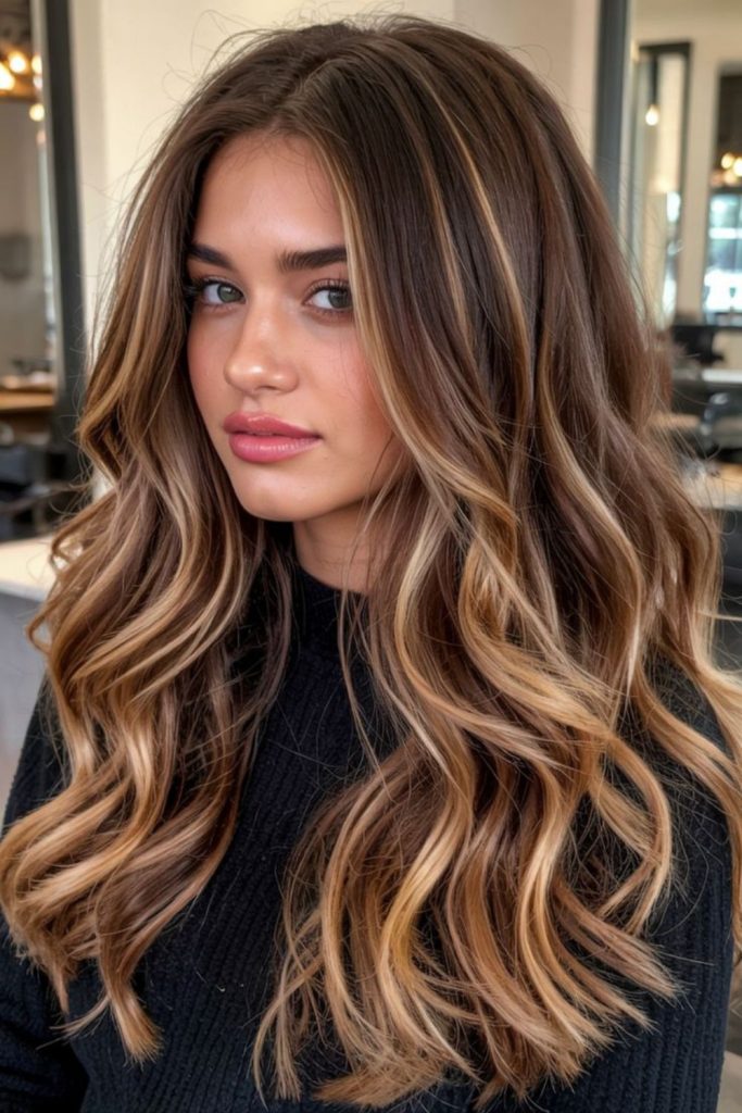 Chocolate brown hair with blonde ribbons