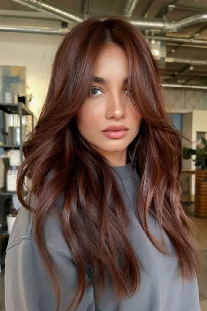 Chocolate cinnamon contour brunette hair