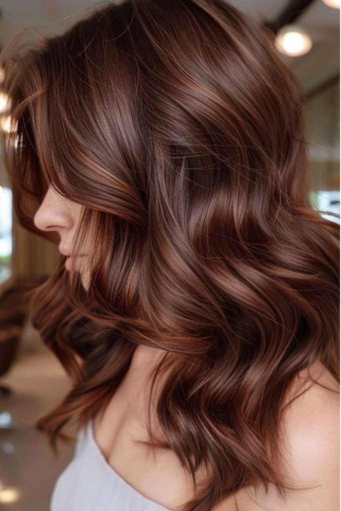 Chocolate rosewood blended brunette hair