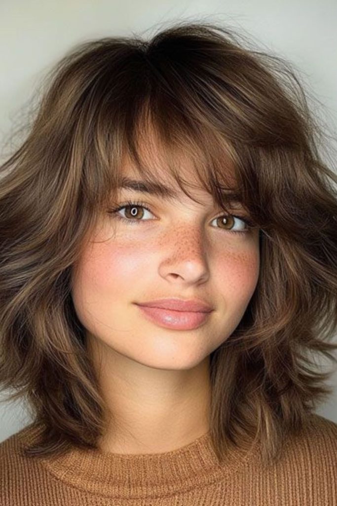 Classic bohemian wolf cut hairstyle.
