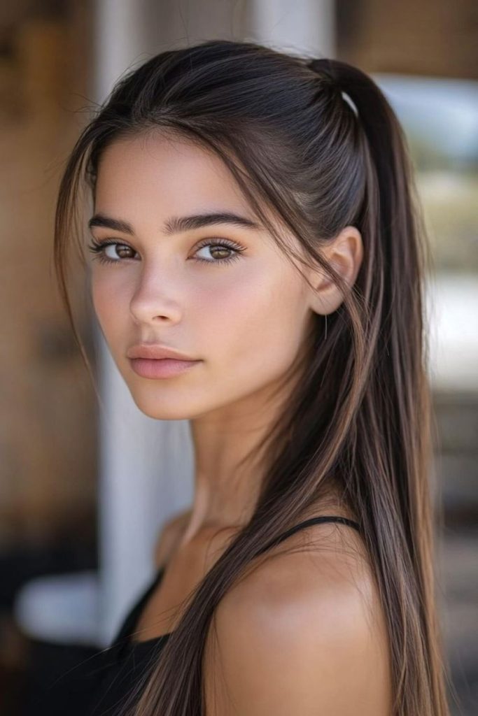 Classic straight ponytail for school.