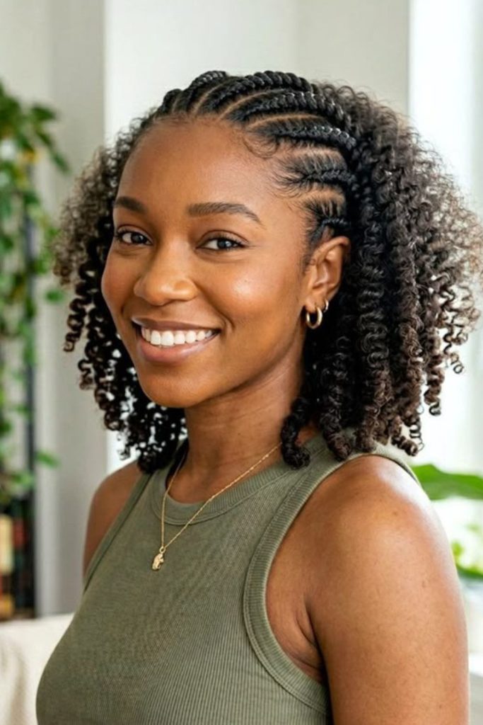 Fluffy twist out with defined curls.