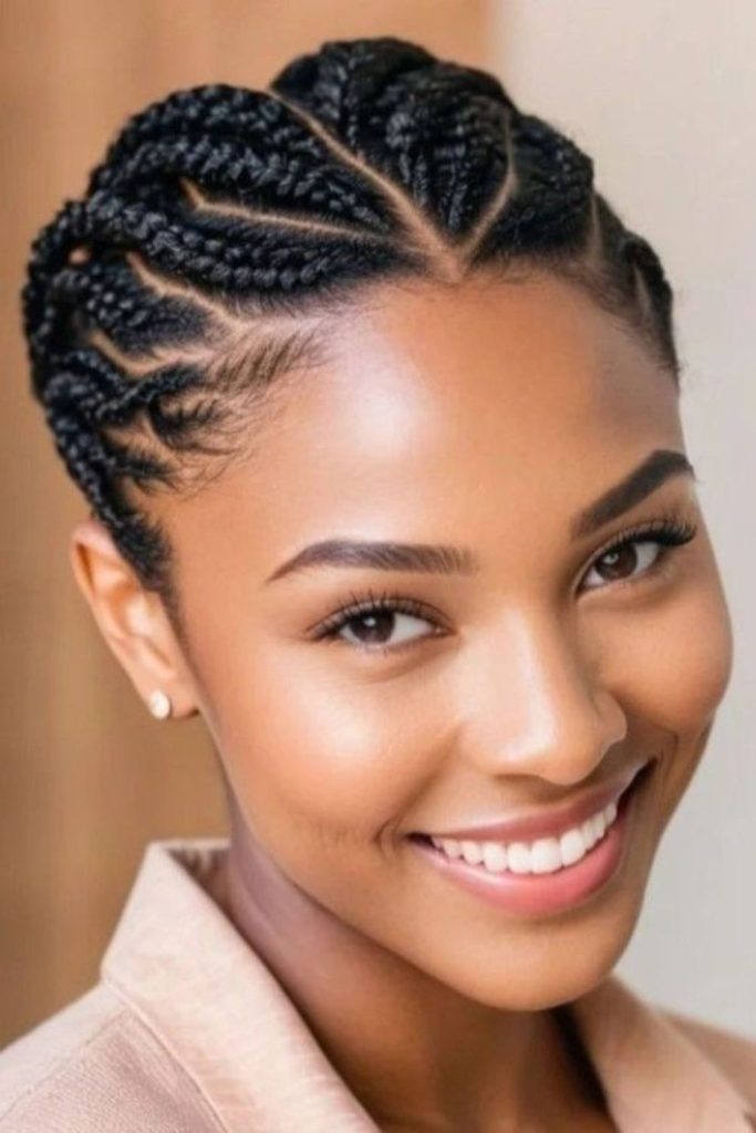 Elegant flat twist crown protective style.